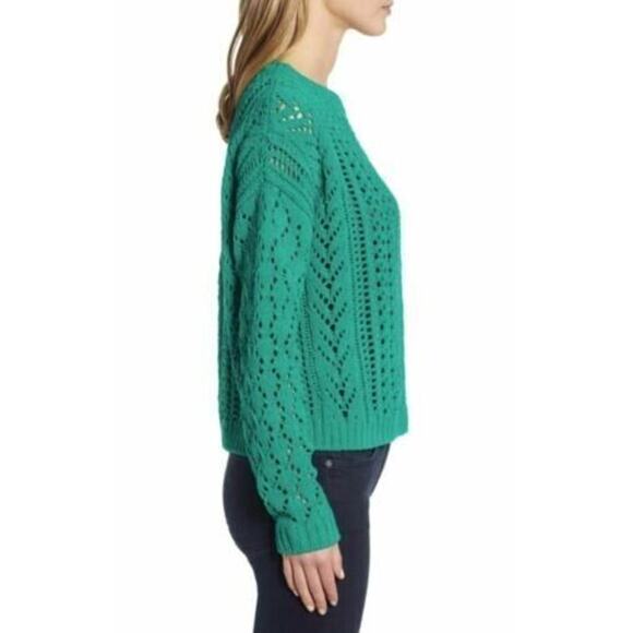Halogen Women's Pointelle Chenille Pullover Green Small MSRP $69 - Picture 3 of 5
